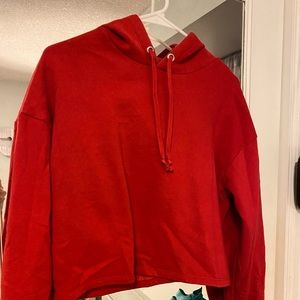 Red cropped hoodie